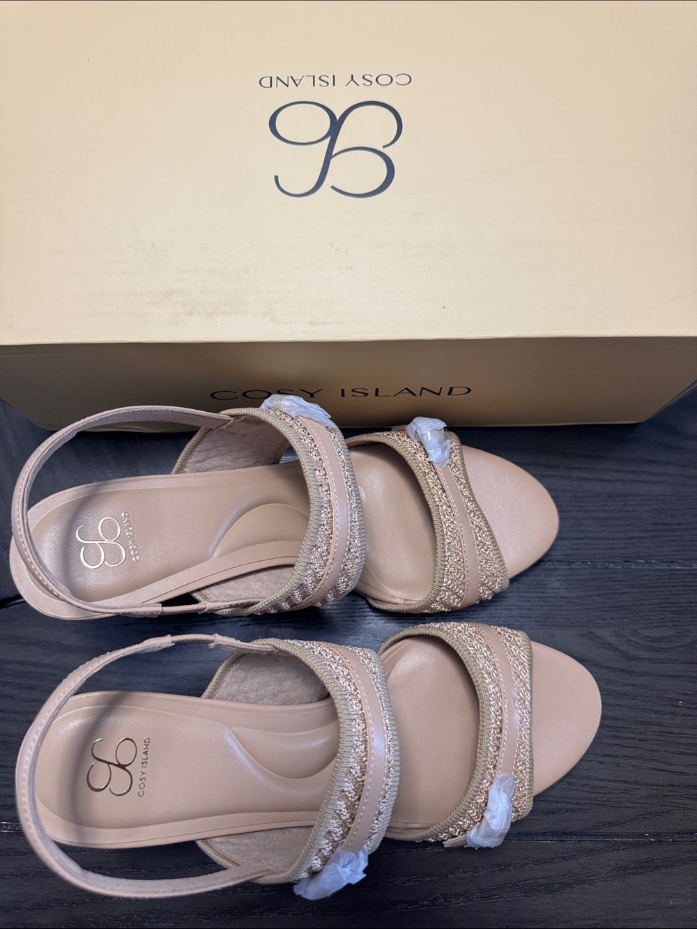 Cozy Island Women's Beige Braided-Strap Sandals